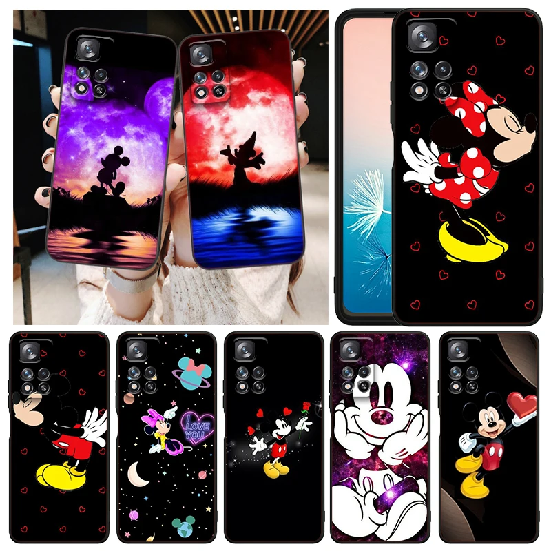 

Cool Art Mickey Minnie Mouse Phone Case For Xiaomi Redmi Note 12 11E 11S 11 11T 10 10S 9 9T 9S 8T 8 Pro Plus 5G Black Cover