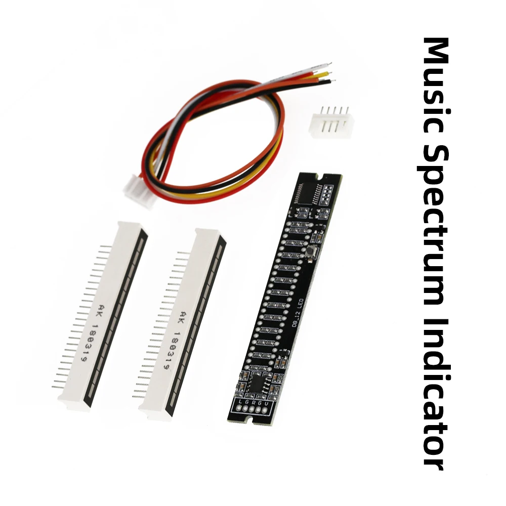 Mini Double Dual 12-bit LED Music Level Indicator Module Adjustable Light Speed VU Meter Stereo Amplifier Board with AGC Mode