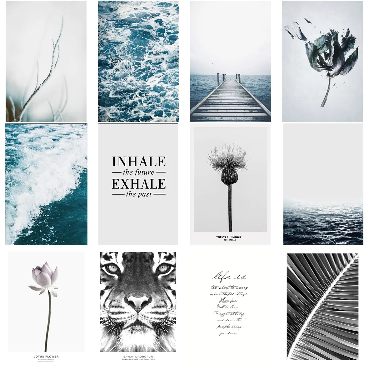 Настенное художественное полотно с синим морским цветком океаническим животным