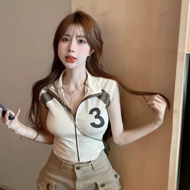 Женская рубашка-поло с воротником сексуальный укороченный топ женская футболка