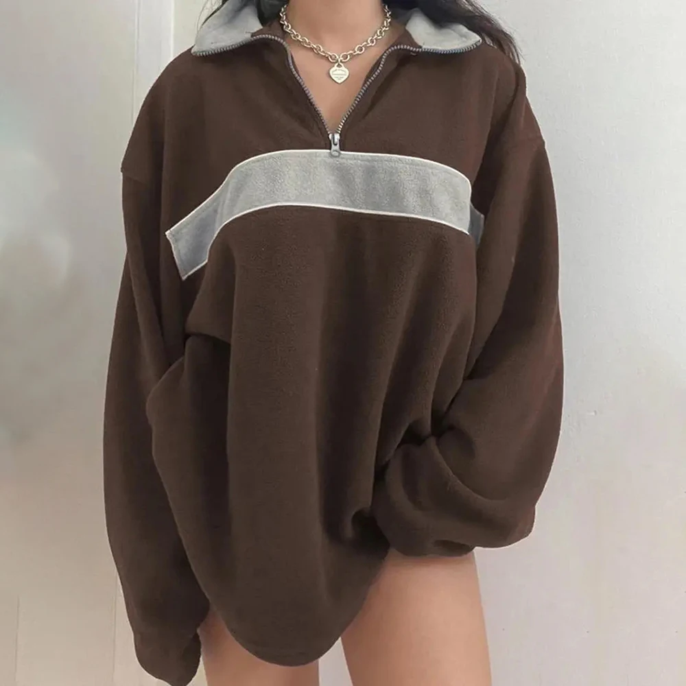 

Женский свитшот в полоску, с отложным воротником