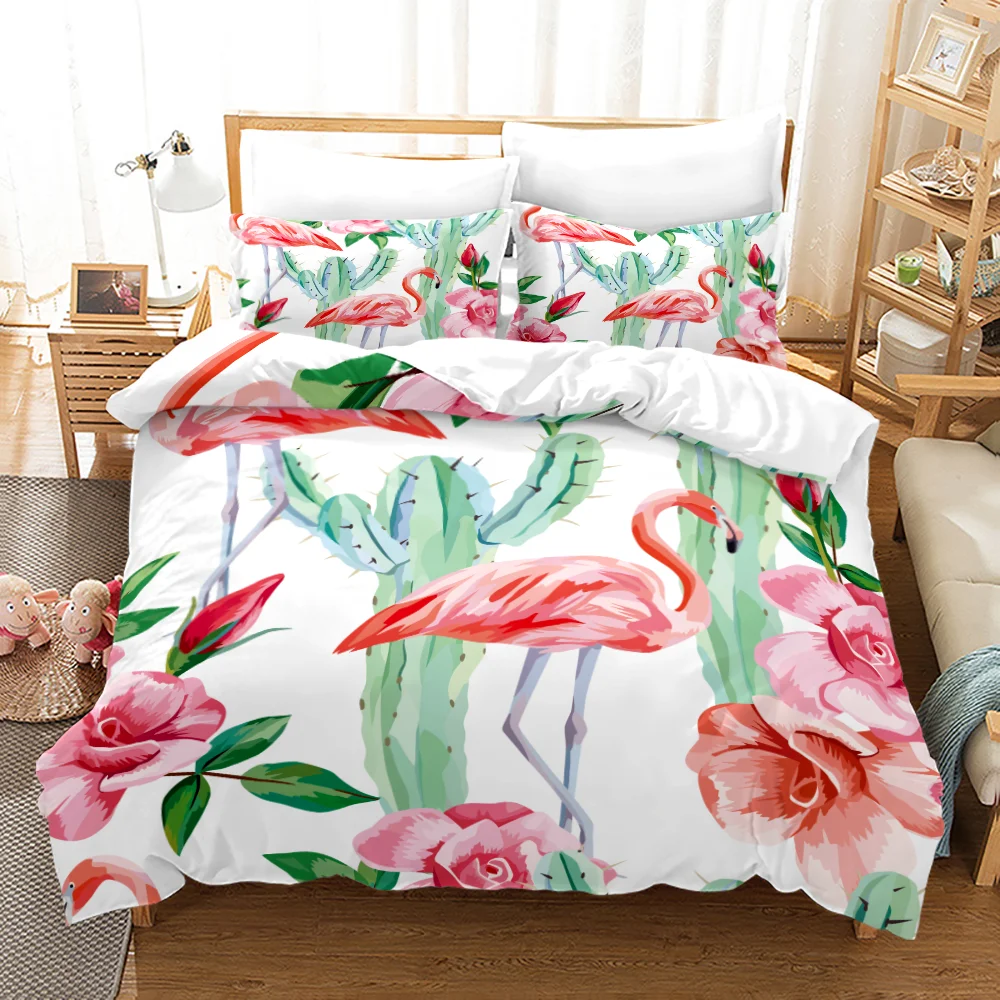 

Pink flamingo Bedding Set Single Twin Full Queen King Size Flamingo Bed Set Aldult Kid Bedroom Duvetcover Sets 3D
