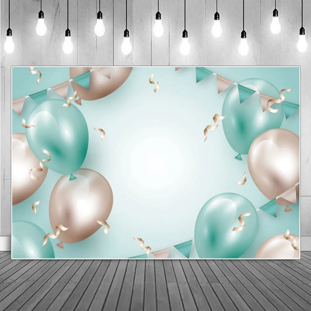 

Balloons Party Decoration Photography Backdrops Bunting Flags Ribbons Banner Custom Baby Birthday Photocall Backgrounds Props