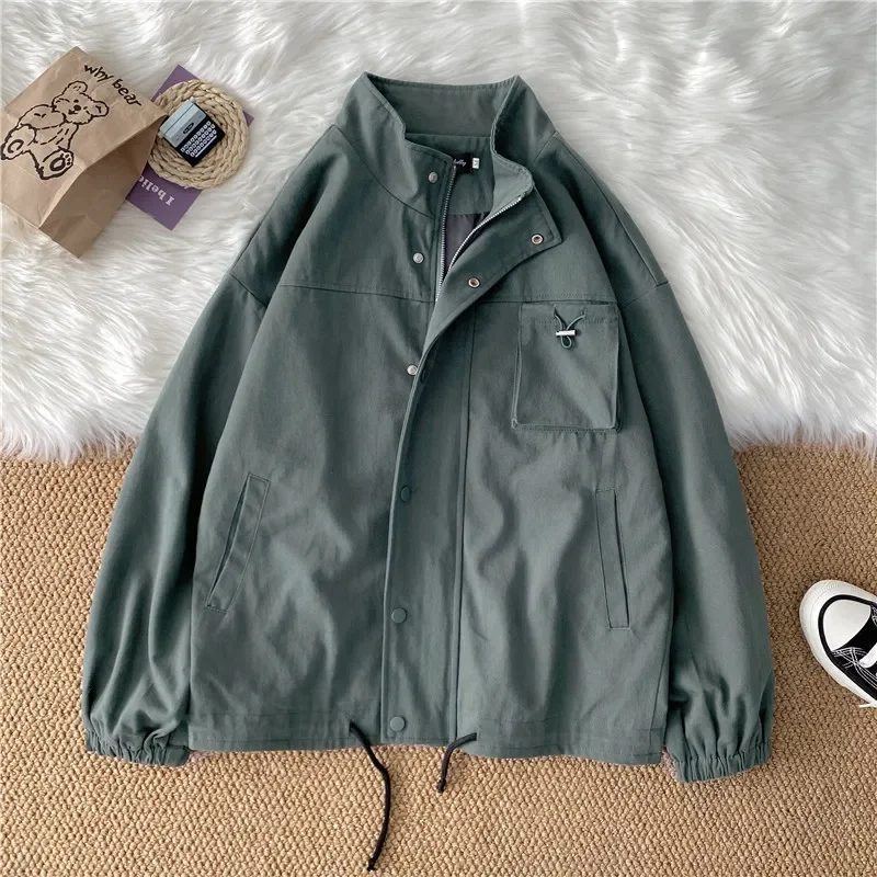 

YASUGUOJI Casual Jackets Men Fashion Stand Collar Jacket Men Solid Color Bomber Jacket Men Streetwear Thin Slim Coats Fall Men