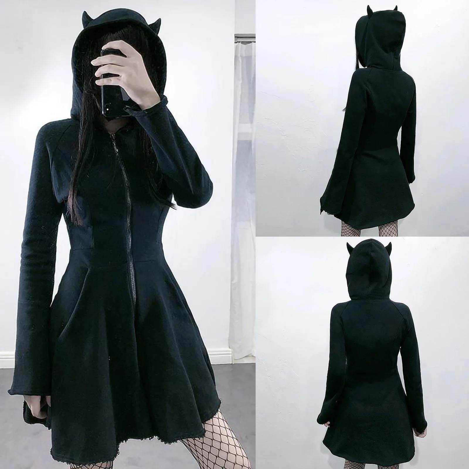 

Ear Dress Pullover Women's Hooded Sleeve Long Sweatshirt Cute Cat Hoodie Women's Hoodies Ladies Sweatshirts Hoodies Zipper