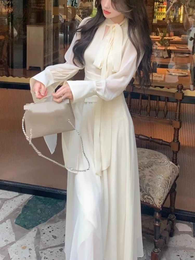 

Korean Fashion Casual One Piece Dress Women Irregular Y2k Vintage Short Party Midi Dress Female Lace Up Chic Dress 2023 Winter