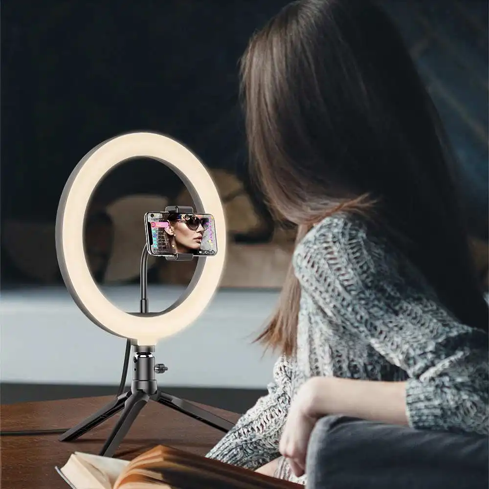 

SL3 Selfie Ring Light 10" Ringlight RGB Led Lamp Dimmable Circle Light with Tripod Stand for Live Video Stream Makeup 26cm