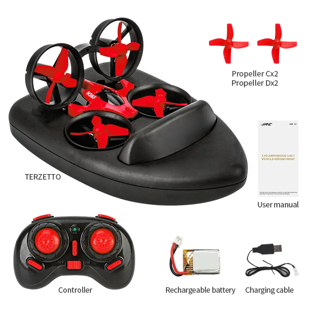 

2.4G 4 CH RC Mini Quadcopter Altitude Hold Headless Mode 3 in 1 Sea Land Air Flight 4-Axis Drone Boat RC Helicopter Aircrafts