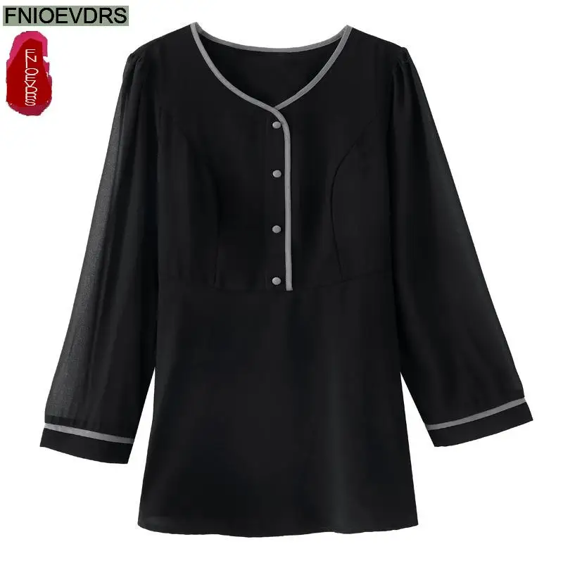 Женская Офисная рубашка с длинным рукавом однотонная черная базовая одежда во
