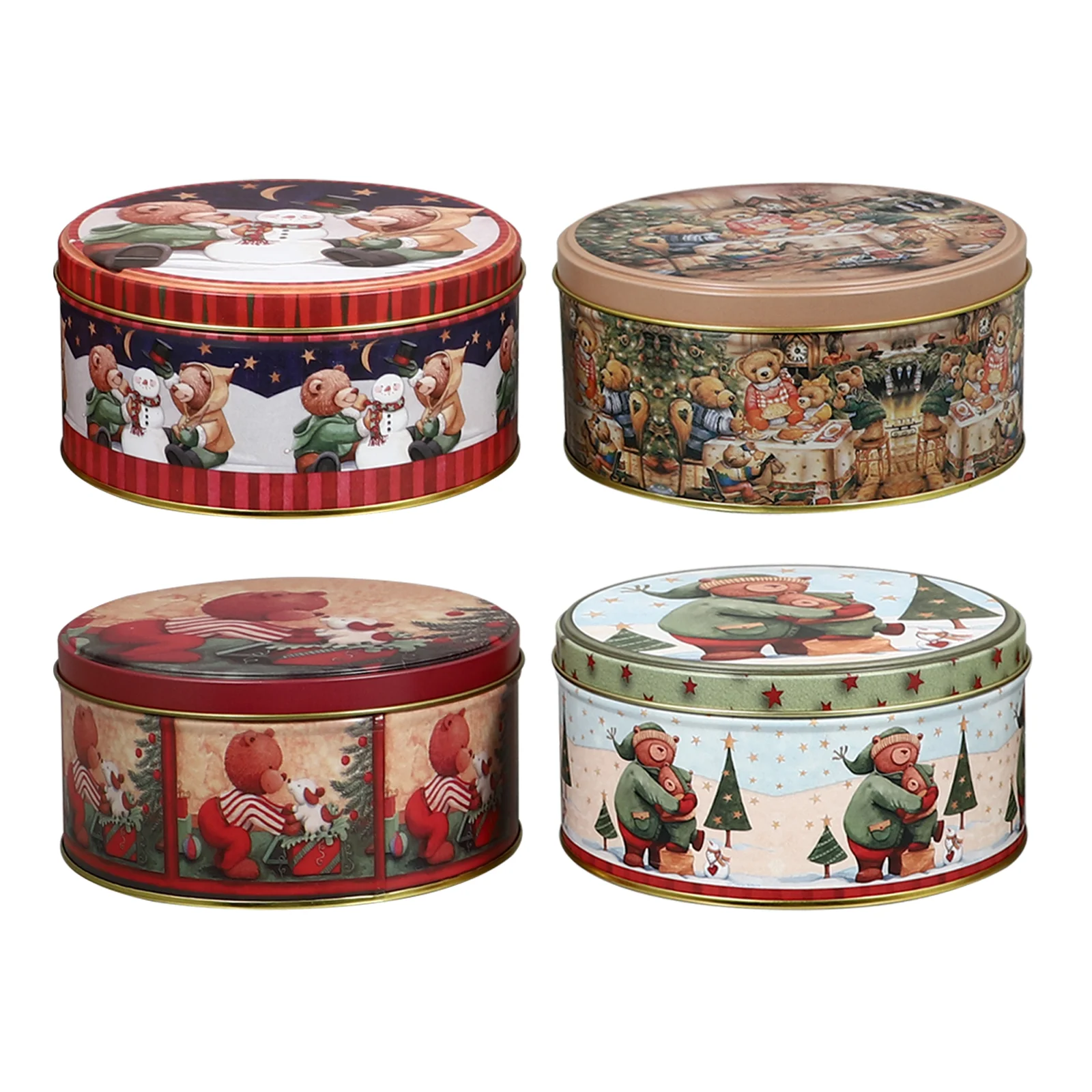 

Christmas Box Tin Cookie Candy Gift Boxes Tinstinplate Containers Container Treatholiday Metal Jarlids Santa Storage Favor Case