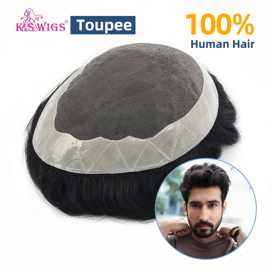 Men Toupee 6'' Mono Natural Human Hair Breathable Male Hair Prosthesis Capillary Male Wig Exhuast Systems Men Wig Free Shipping