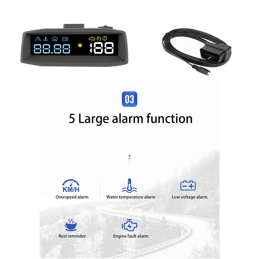 

HUD 4F Upgrade Version HUD Car Head-up Display Universal Water Temperature And Voltage Cruise Control 3.7 Inch Display