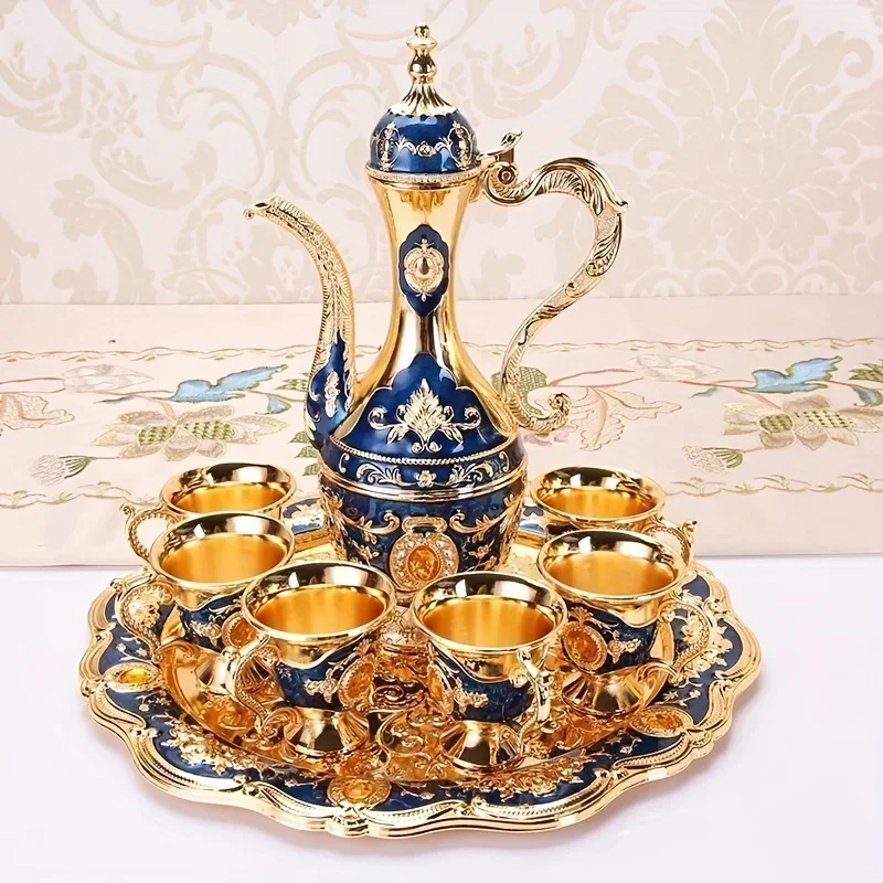 Винтажный металлический турецкий кофейник набор для чая в европейском стиле 6