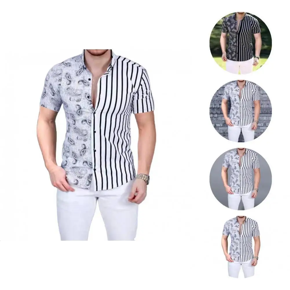 

Trendy Male Shirt Button Cashew Nut Summer Top Leisure Summer Shirt