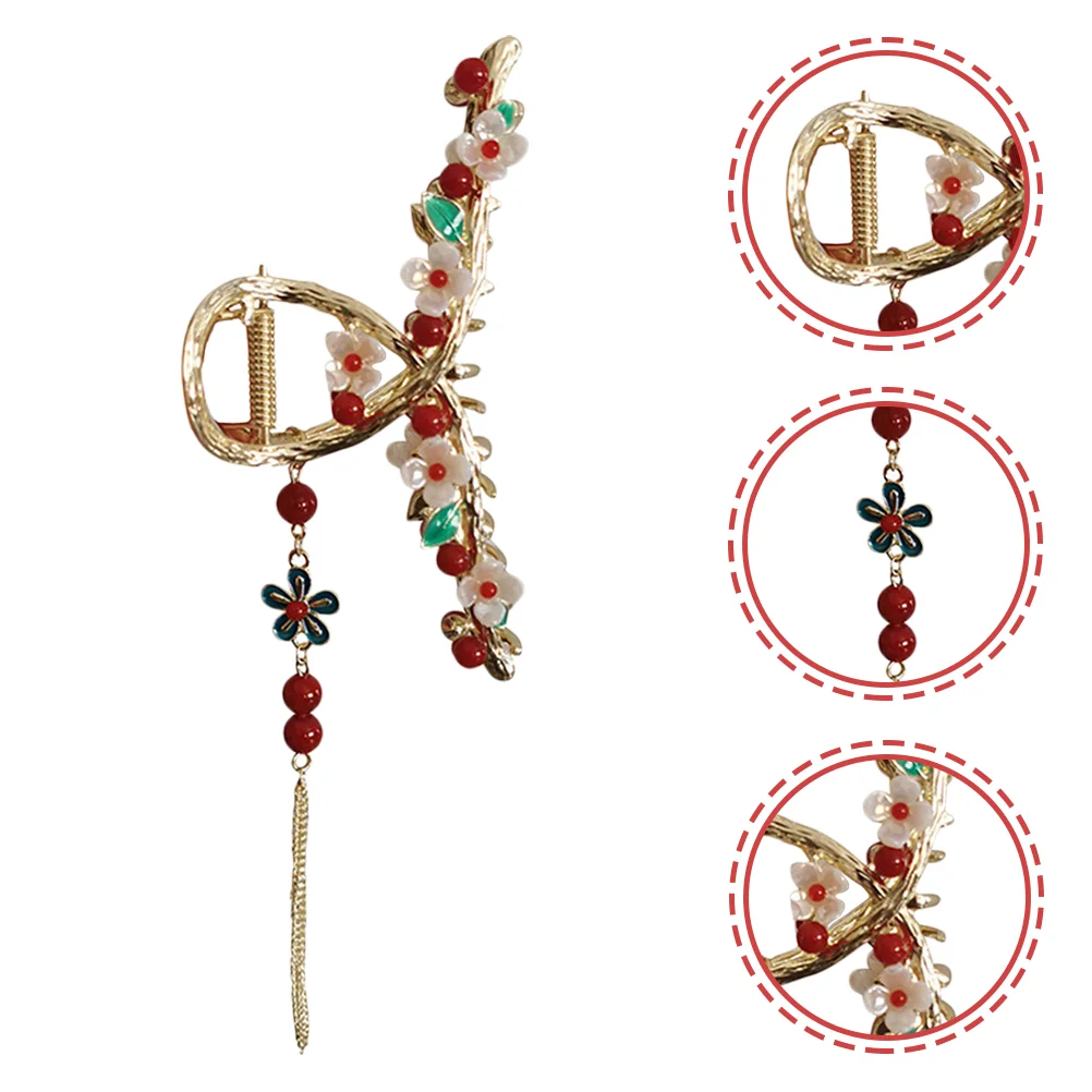 

2 Pcs Metal Clips Hair Gold Women Tassel Clamp Barrettes Girls Pearl Fashion Claw