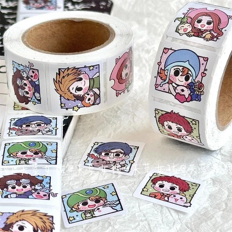 

500PCS / Roll Anime Digimon Roll Roll Stickers Handbook Doodle Notebook Decoration Envelope Seal Stickers