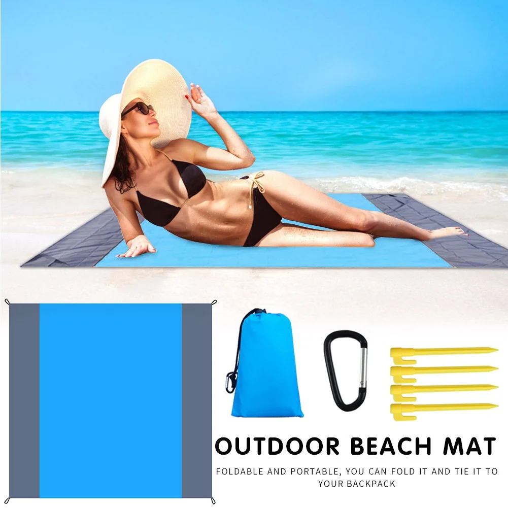 

2x2.1m Waterproof Pocket Beach Blanket Folding Camping Mat Mattress Portable Lightweight Mat Outdoor Picnic Mat Sand Beach Mat