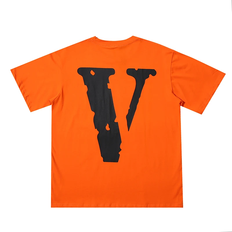 

Повседневная модная свободная футболка VLONE с круглым вырезом, для мужчин и женщин, из натурального хлопка, с буквенным принтом и V-образным в...