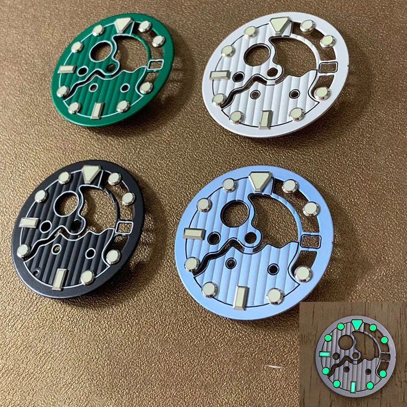 

28.5mm NH35 watch dial Skeleton dial Compatible NH35 4R35 Movement Green Luminous Dial fits SKX007 nh35 Men watch diving case