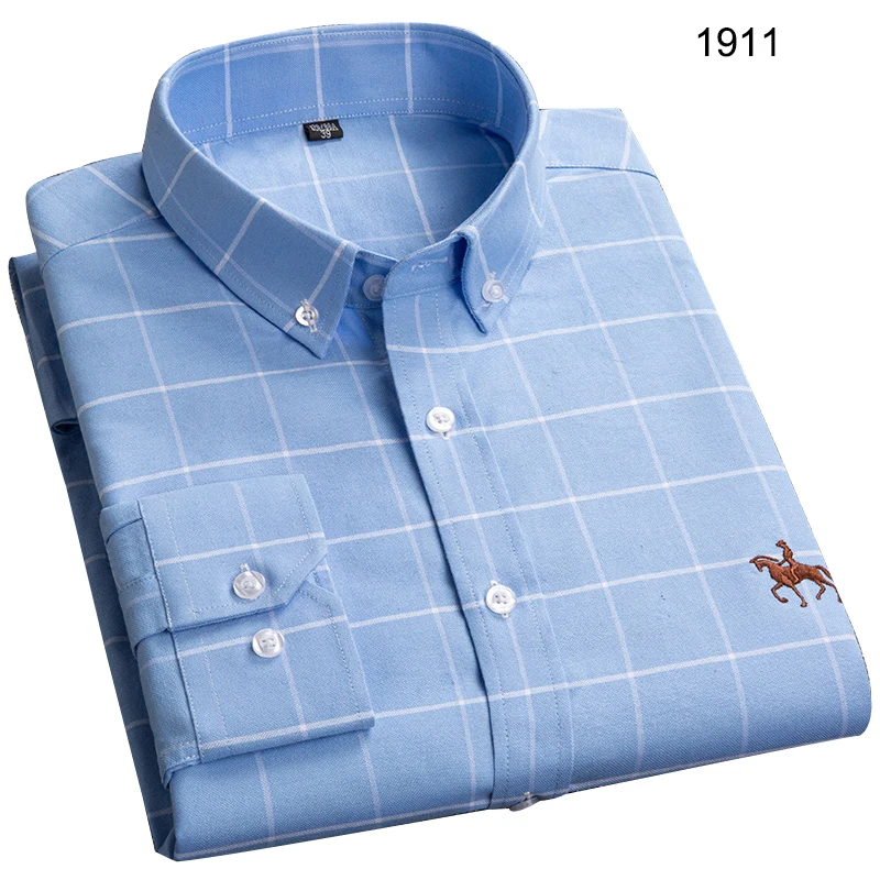 Long Sleeve Shirts for Men 100% Cotton Oxford Mens Clothing Autumn Winter Top Blouse Business Casual Shirts Korean Fashion