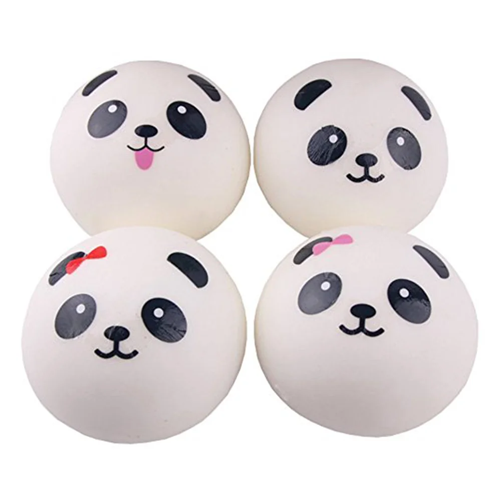 

4 Pcs Super Slow Rising Jumbo Panda Bread Bun Squeeze Toys Stress Reliever