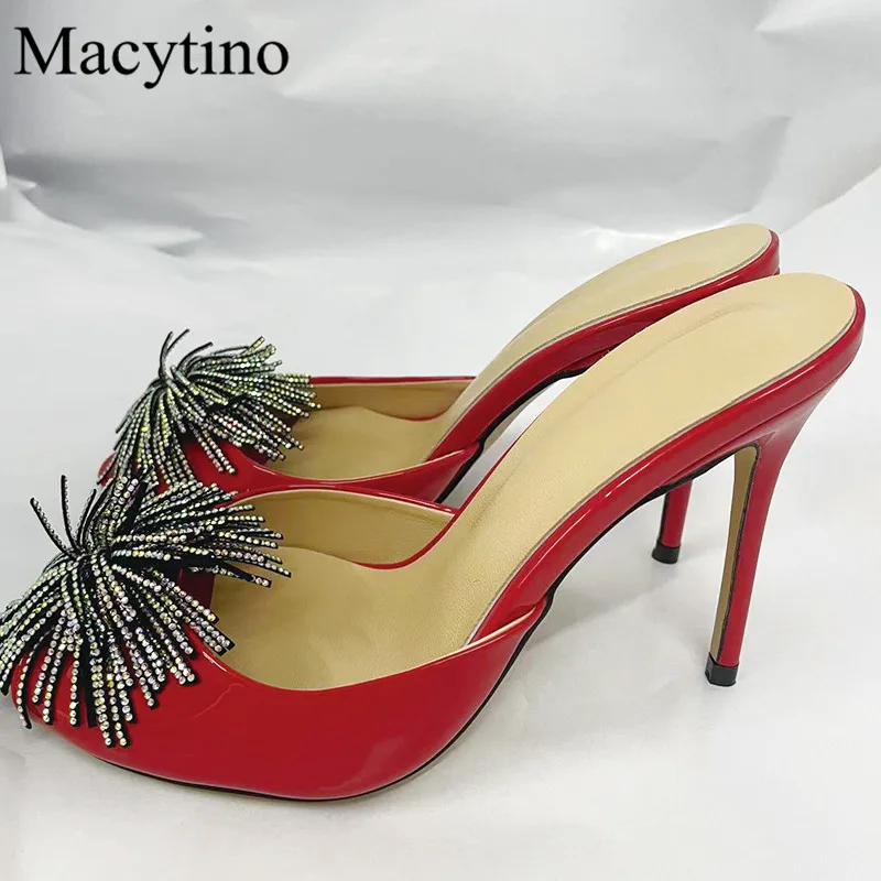 Flowers Gypsophila Design Ladies High Heel Slippers Round Toe Stiletto High Heel Fashion Party High Heel Slippers