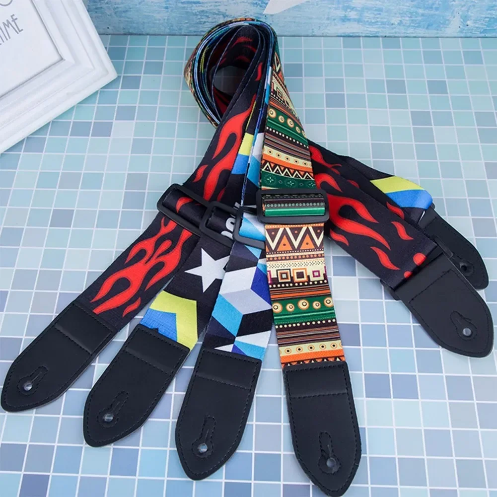 POTEAX регулируемый вышитый хлопковый гитарный ремень расширяющийся и утолщенный