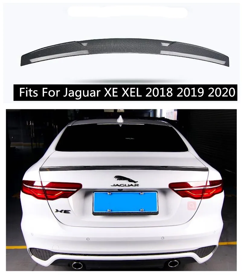 

Fits For Jaguar XE XEL 2018 2019 2020 High Quality ABS & Carbon fiber grain Rear Trunk Lip Spoiler Splitters Wing
