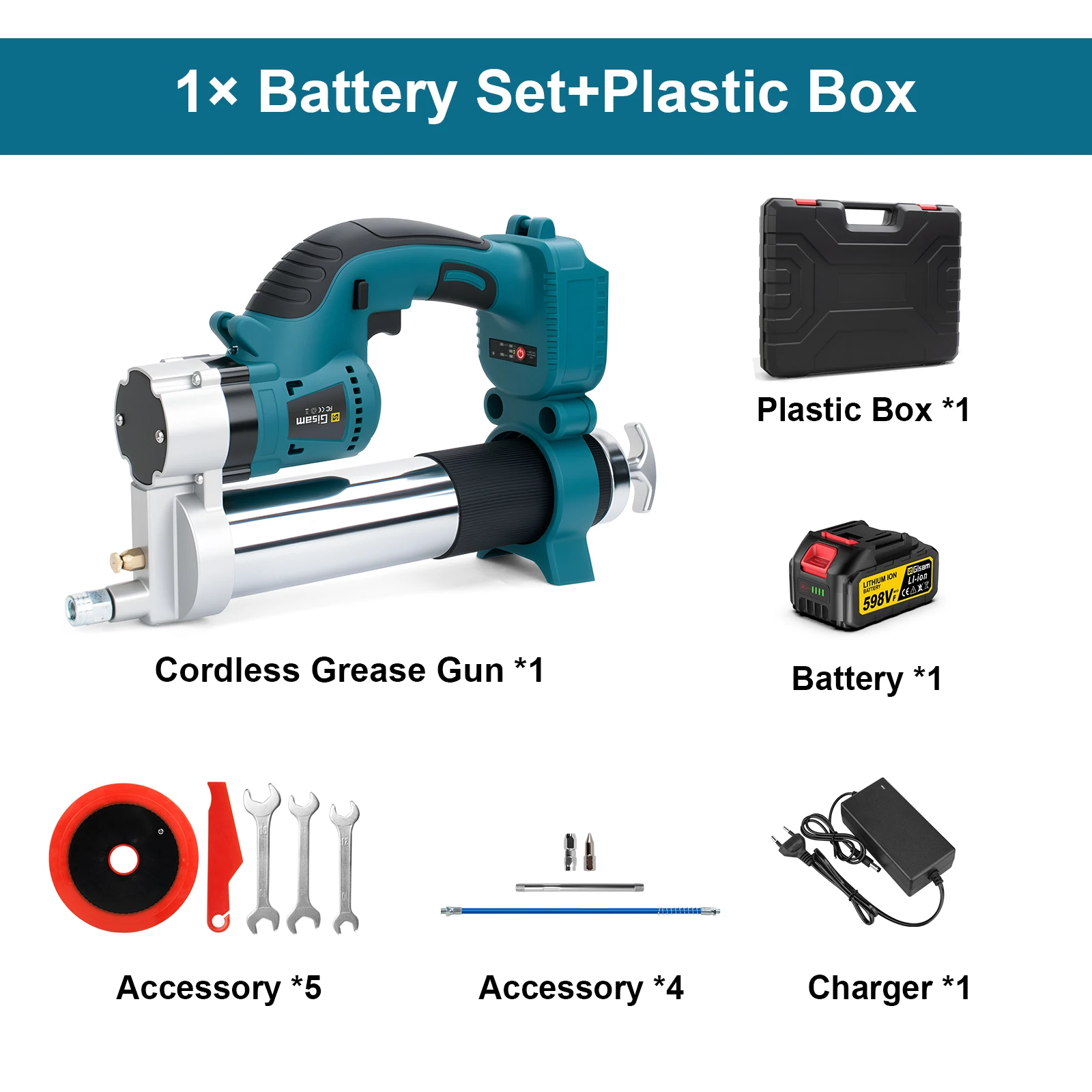 Gisam 10000PSL Бесщеточный электрический пистолет для смазки