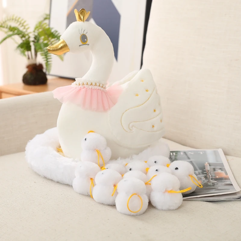 

Creative 1 Set Mother Swan And Little Swan Lovely Plush Toy Stuffed Animals Toys Parent-child Doll Nice Birthday For Kids