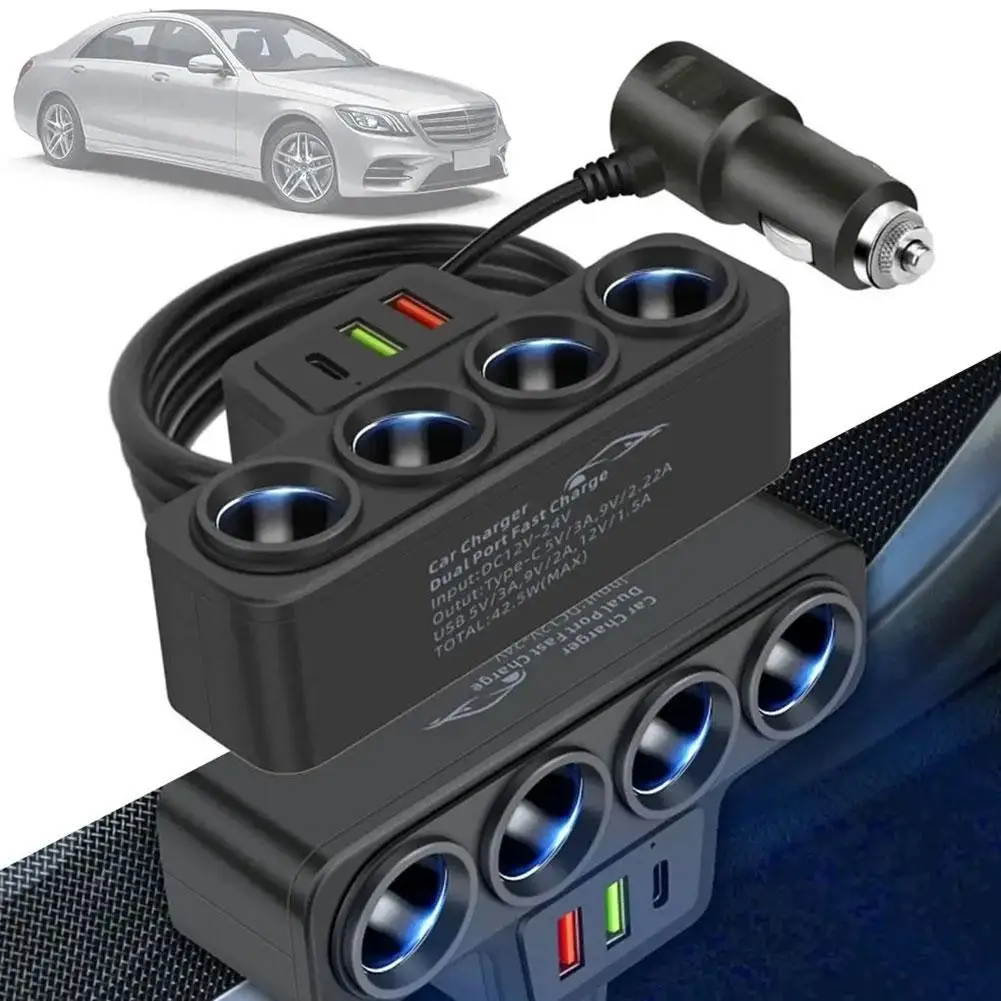 Зарядное устройство USB для прикуривателя 4 разъема 120 Вт 12 В/24 В