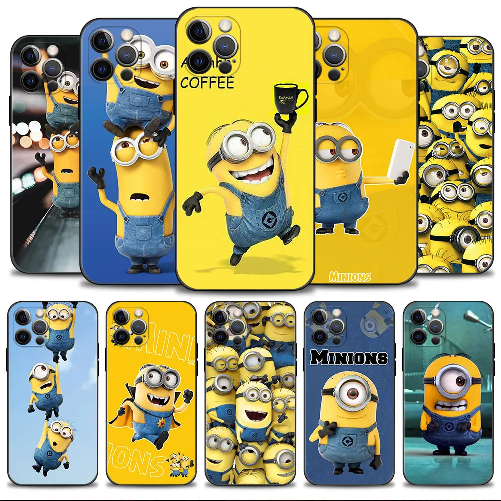 

Phone Case for iPhone 11 13 14 12 Pro Max 7 8 6 6S Plus XR X XS 13mini Cover Black Funda Childlike Miniones