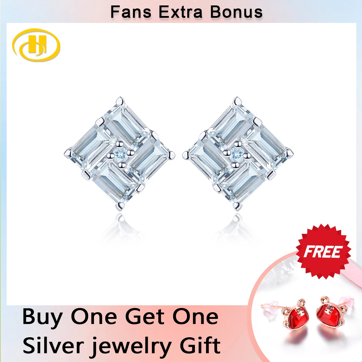 

Genuine Aquamarine Sterling Silver Stud Earrings 2 Carats Light Blue Gemstone Women Exquisite Style Jewelry S925 Christmas Gift