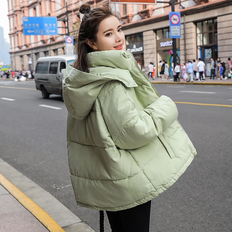 

Hooded Cotton Padded Coats Winter Warm Jacket Women 2022 Fall Thick Short Coat Female Loose Parkas Korean Kawaii Sweet Overcoat