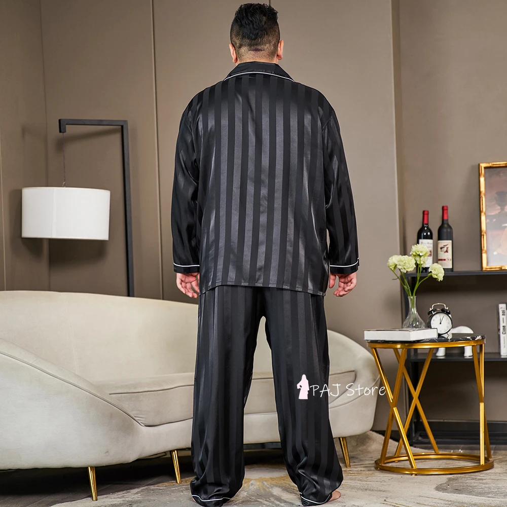 Men Pajamas Set Silk Satin Long Sleeve Autumn Sleepwear Homewear Men Home Suit Super Large Size 5XL-8XL Top Pyjamas Sleep Pijama