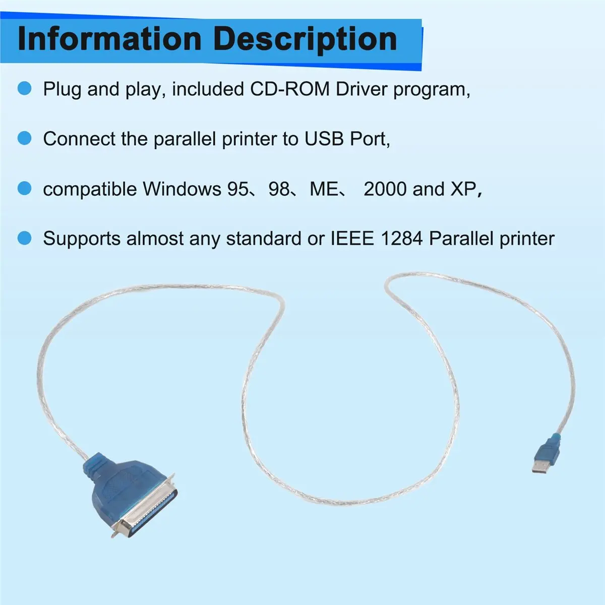 Фото Кабель-переходник для принтера USB-параллельного IEEE 1284 (подключите старый параллельный принтер к порта USB) Основной в электронных продуктах №3