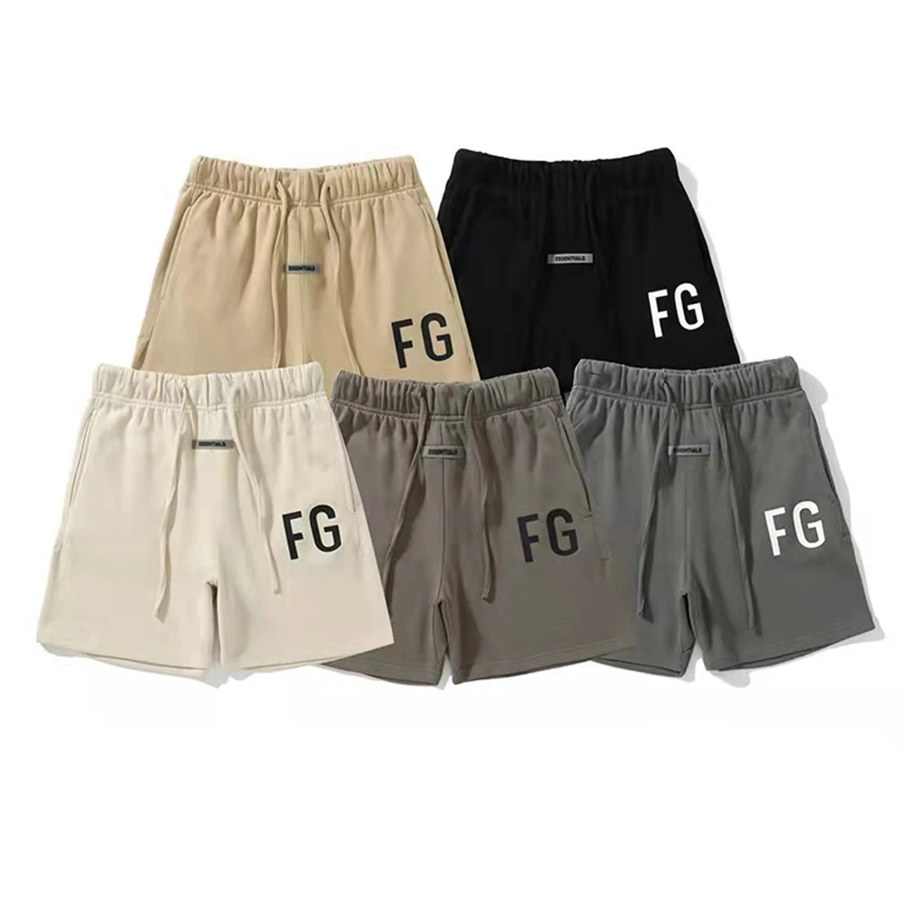 22SS KANYE WEST primavera e verão nova marca de moda rua ESSENTIALS 1:1 FG impressão letras shorts cintura elástica masculina calças femininas
