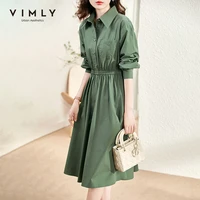 vimly long sleeve shirt dress women 2022 spring elegant vintage dresses office lady a line long dress female vestidos v0867