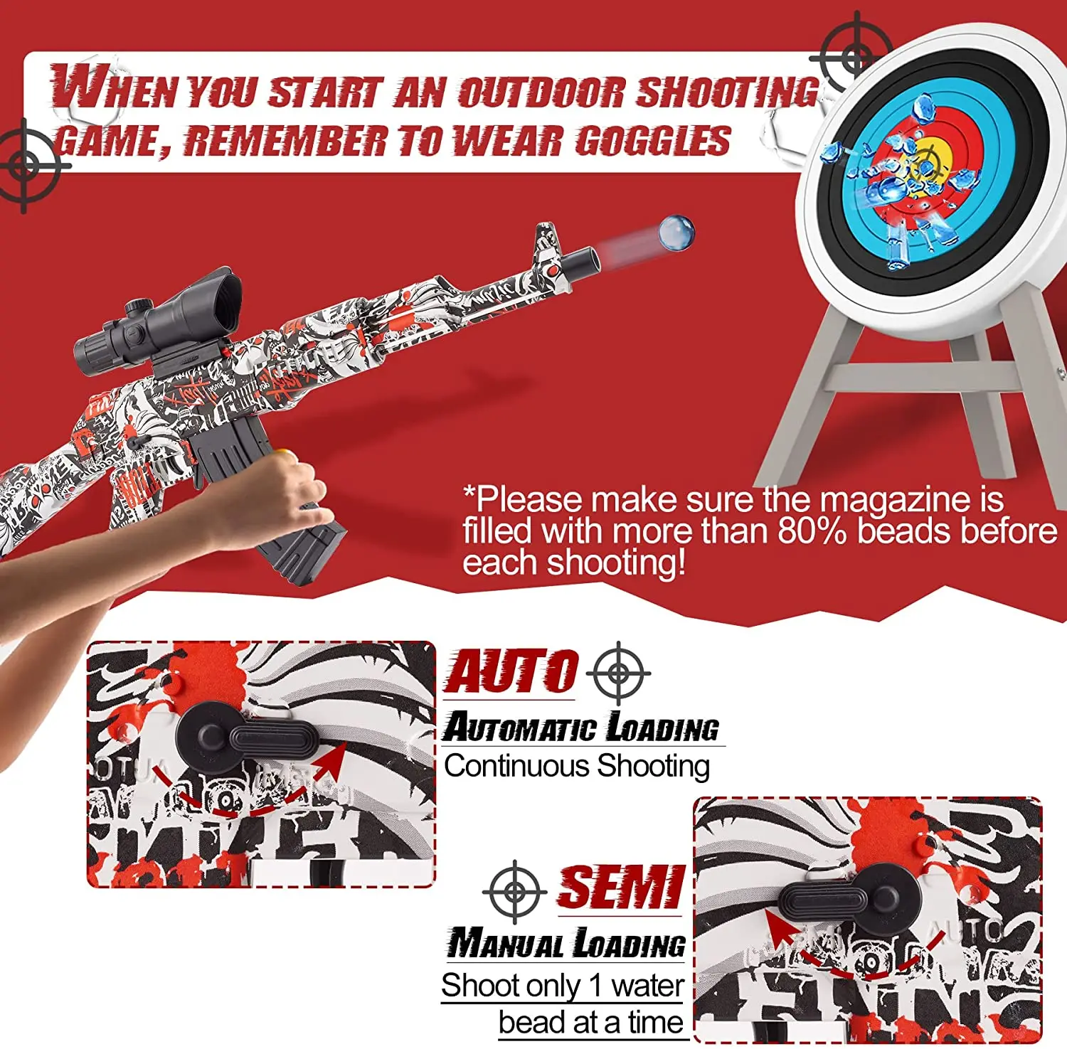 AK47 M249 Электрическая гелевая винтовка CS Игрушка для игры на открытом воздухе 10000 водяных шариков-красок для детей в подарок.