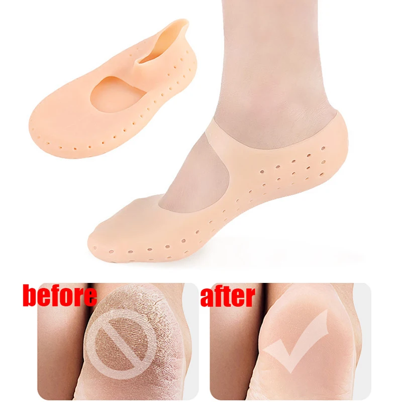 

1 Pair Silicone Insole Gel Sock Foot Chapped Care Tool Pain Relief Crack Prevention Feet Protector Moisturize Dead Skin Removal