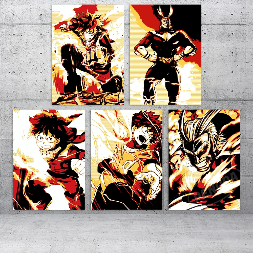 

Canvas My Hero Academia HD Prints Midoriya Izuku Painting Wall Art Poster All·Might Home Decor Anime Pictures For Living Room