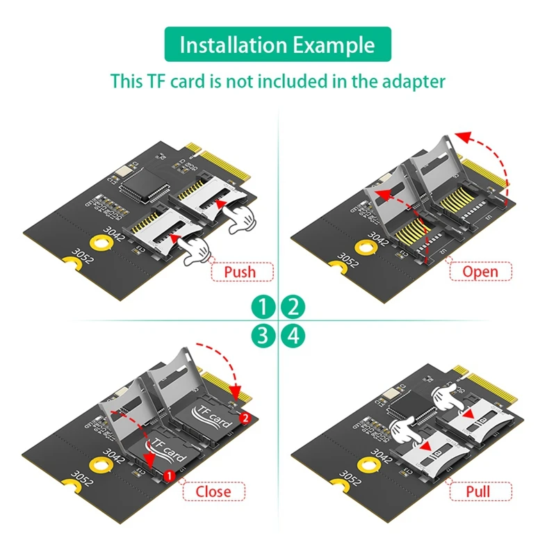 НОВИНКА — двойная карта Micro-SD TF-карта к адаптеру-адаптеру считывателя NGFF M.2 Key B