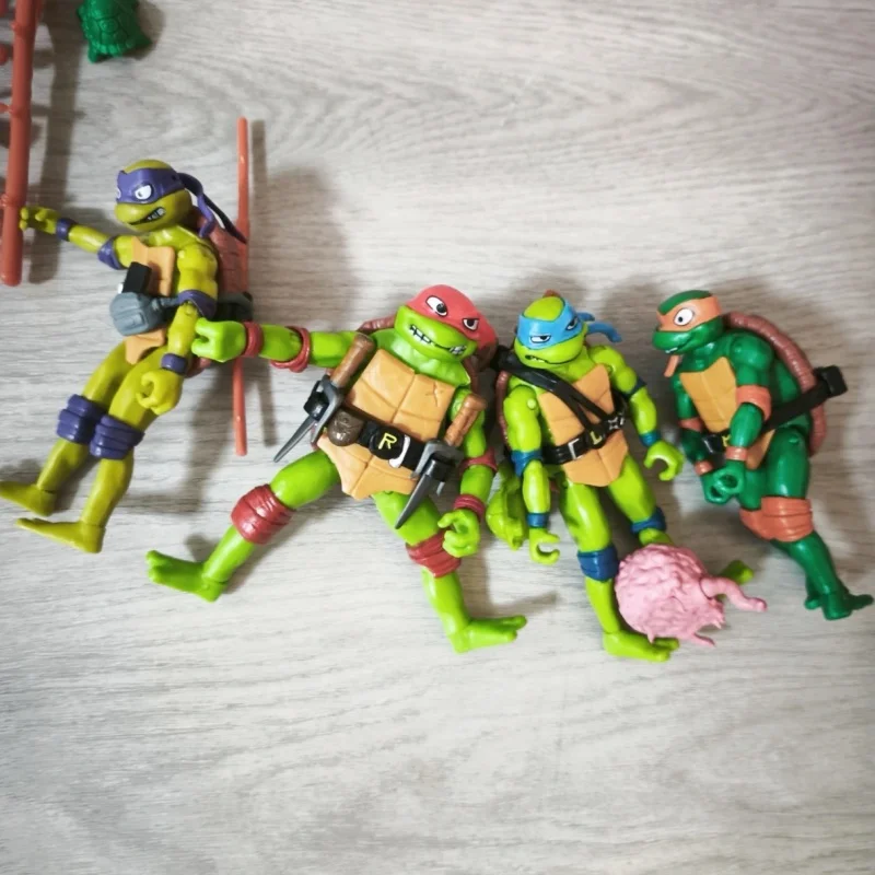 Фото Оригинальные коллекционные фигурки-модели Playmates Teenage Mutant Ninja Turtles Mutant Mayhem: Раф, Дон, Микки, Лео. Аниме-фигурки, украшения. №2