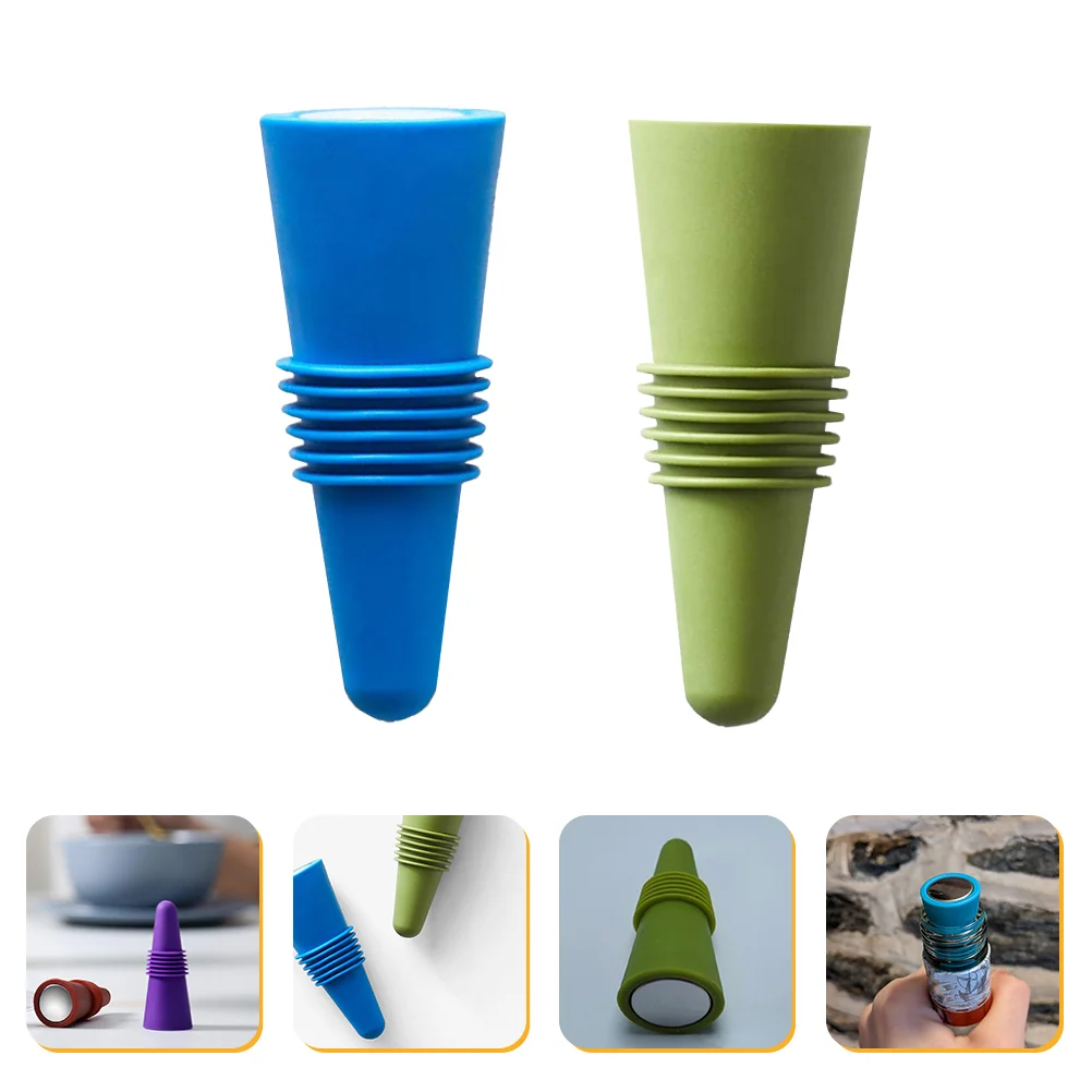 

2pcs Silicone Stoppers Colored Bottle Stoppers for Beverage Keep Freshness