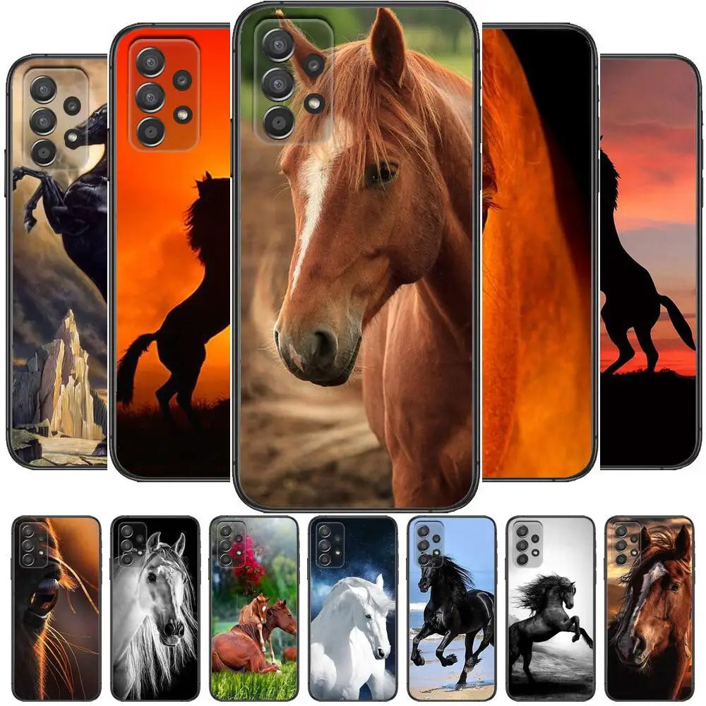 

HD-Horse galloping Phone Case Hull For Samsung Galaxy A70 A50 A51 A71 A52 A40 A30 A31 A90 A20E 5G a20s Black Shell Art Cell Cove