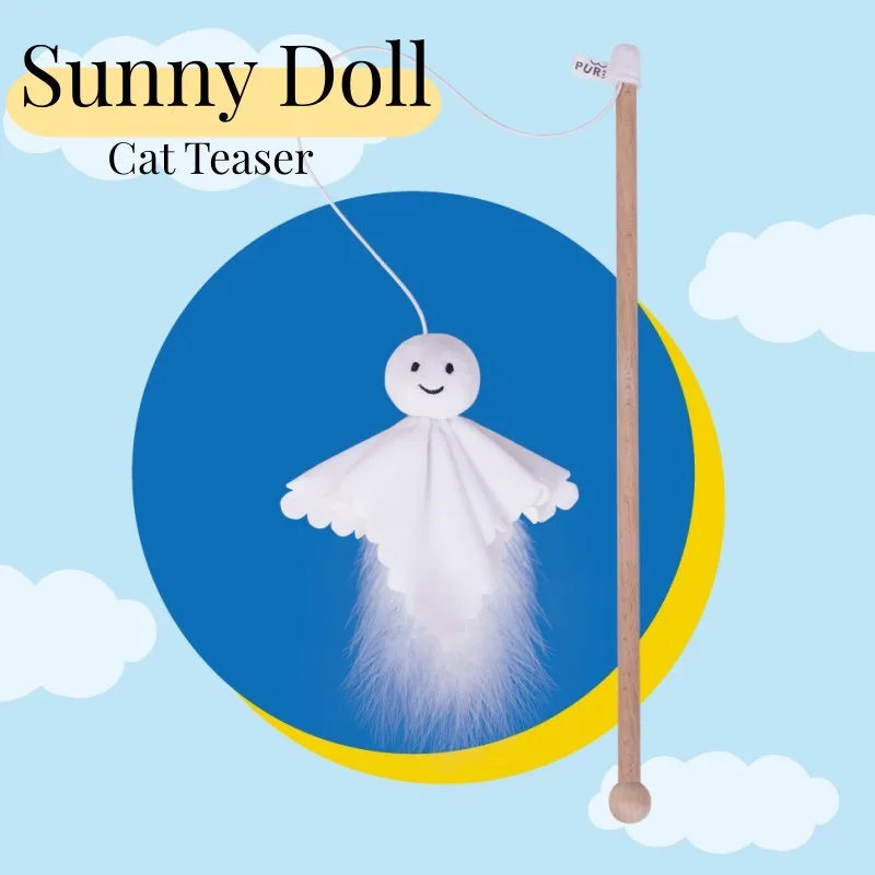 

Sunny Doll Cat Teaser Stick Wand Toy Interactive Toy Funny Caterpillar Colorful Rod Teaser Wand Pet Cat Supplies Cat Accessory