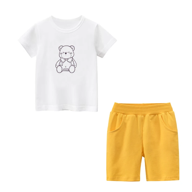 

Детская летняя повседневная футболка NIGO, желтый костюм с шортами # nigo31231
