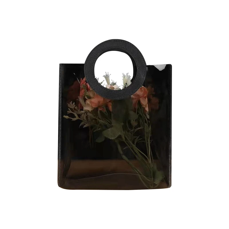 

72XD Tote PVC Bag With Handle Transparent Shopping Handbag Wedding Birthday Festival Party Gifts Doll Packaging Cosmetic Bags