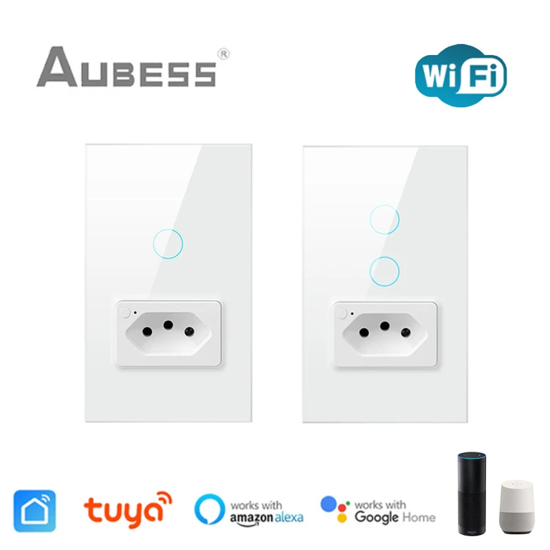 

Выключатель и розетка настенный умный с поддержкой Wi-Fi и 1/2 кнопками