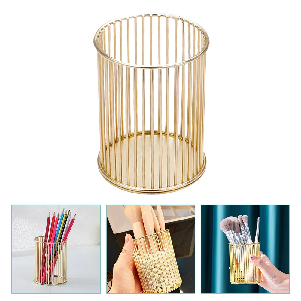 

Makeup Brush Holder Office Desk Iron Pot Metal Brushes Container Creative Organizers Supplies
